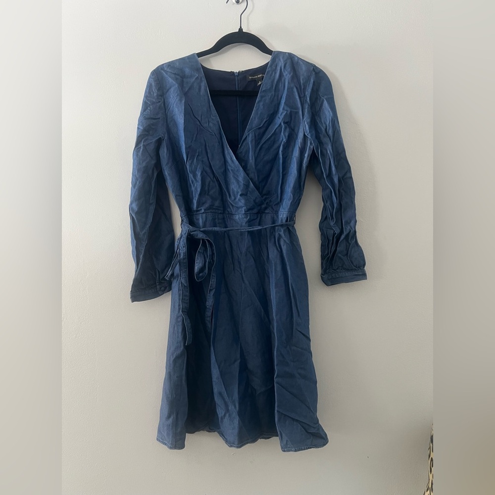 Banana Republic Blue Wrap Dress with Bishop Sleeves